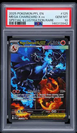 2025 POKEMON PFL EN-PHANTASMAL FLAMES #125 MEGA CHARIZARD X EX PSA 10 - Image 1