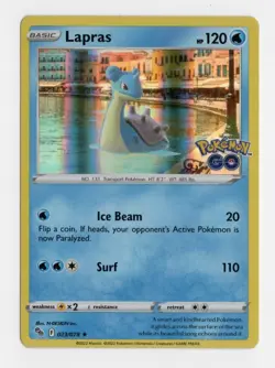 Lapras 023/078 Pokemon Go Holo Rare Water TCG 2022 - Image 1