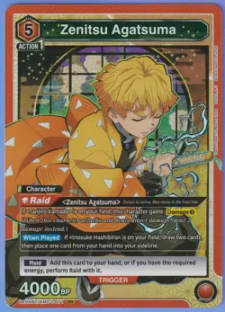 Union Arena CCG Demon Slayer Zenitsu Agatsuma UE05BT/KMY-1-071 Super Rare - Image 1