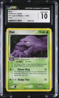 CGC 10 GEM MINT Muk 2006 EX Legend Maker 11/92 Holo Pokemon Card - Image 1