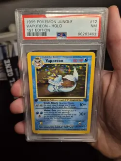 Pokemon TCG Vaporeon Jungle 12/64 Holo 1st Edition Holo Rare PSA 7 - Image 3