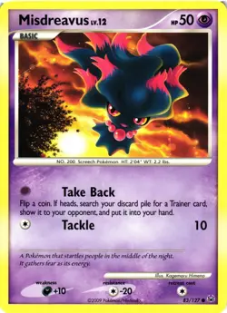 Pokemon TCG Misdreavus Platinum 83/127 Common MP - Image 1