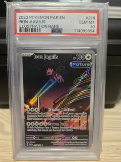 Pokemon Iron Jugulis Illustration Rare 216/182 SV04 Holo PSA 10 2023 - Image 1