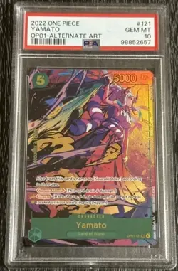 2022 One Piece YAMATO OP01-121 Romance Dawn SEC Alt Art PSA 10 GEM - Image 1
