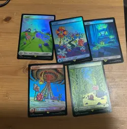 Foil set SpongeBob Lands 1x each under the Sea MTG Secret Lair (Rainbow Foil) - Image 1