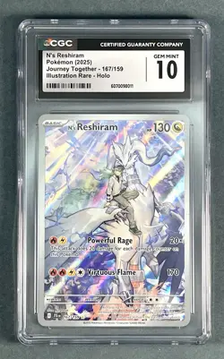 2025 Pokemon N's Reshiram 167/159 Journey Together Illustration Rare CGC 10 - Image 1
