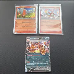 Charizard ex 196 - Promo SV Pokemon NM + Charmader & Charmeleon Cosmo Holo cards - Image 1