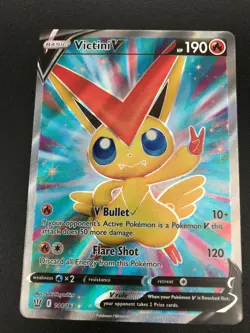 Victini V FULL ART ULTRA RARE 144/163 Pokemon SWSH Battle Styles Holo NM 2021 - Image 1