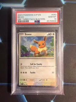 Pokemon PSA 10 Eevee Cosmos Holo Black Star Promo OBF Three Pack Blisters 2023 - Image 1