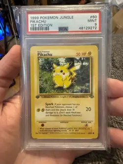 Pikachu 60/64 1st Edition Jungle PSA 9 Graded MINT Pokemon Card - Image 1