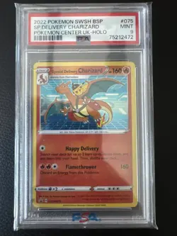 PSA 9 Pokemon 2022 Special Delivery Charizard SWSH075 Pokemon Center UK Holo - Image 1