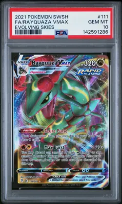 2021 POKEMON SWORD & SHIELD EVOLVING SKIES #111 FULL ART/RAYQUAZA VMAX PSA 10 - Image 1