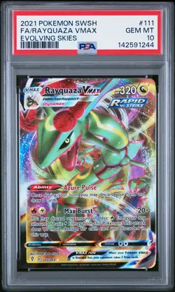 2021 POKEMON SWORD & SHIELD EVOLVING SKIES #111 FULL ART/RAYQUAZA VMAX PSA 10 - Image 1