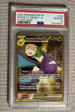 2025 Pokemon Destined Rivals Team Rocket's Crobat ex #242/182 PSA 10 - Image 1