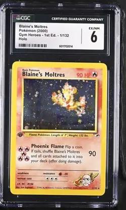 2000 Pokemon Gym Heroes 1st Edition Blaine's Moltres CGC 6 EX/NM - Image 1