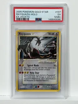 2005 Pokemon EX Deoxys Rayquaza Gold Star Holo PSA EX 5 (MK) 107 New Cert - Image 1