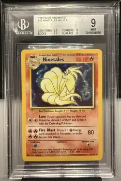 1999 Pokemon Base Set unlimited #12 Ninetales Holo BGS 9 Mint - Image 1