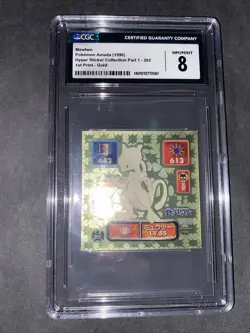 1996 AMADA POKEMON JAPANESE 202 MEWTWO PSA 8 STICKER COLLECTION Vintage GOLD 1st - Image 1