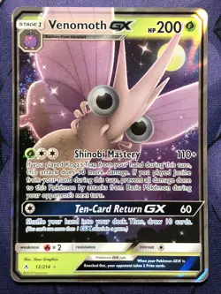 Venomoth GX 12/214 - Unbroken Bonds Full Art Ultra Rare Pokemon MINT PACK FRESH - Image 1