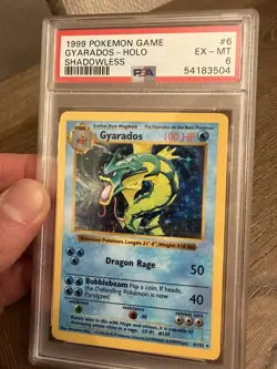 1999 POKEMON BASE SET SHADOWLESS #6 GYARADOS-HOLO PSA 6 - Image 1