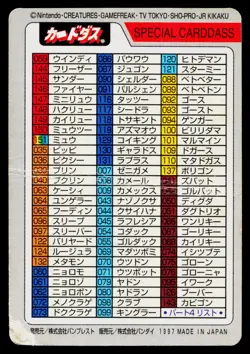 Checklist No. 000 Bandai Carddass Series 3-4 Pokemon Japanese Heavily Played - Image 2