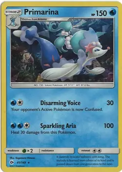 Pokemon Card –Primarina #730 TCG CCG - Image 1