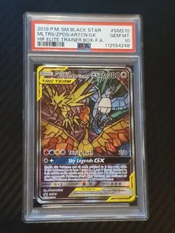 Pokemon Moltres Zapdos Articuno GX -PSA 10 GEM Mint - SM210 Hidden Fates - Image 1