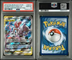 2019 POKEMON SM BLACK STAR PROMO #SM191 FULL ART/MEWTWO & MEW GX PSA 10 - Image 2