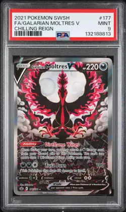 2021 POKEMON SWORD & SHIELD CHILLING REIGN FULL ART/GALARIAN MOLTRES V PSA 9 - Image 1