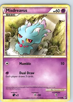 Pokemon TCG Misdreavus Call Of Legends 65/95 Regular Common Card Played LP - Image 1
