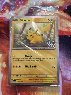 Pikachu 025/165 -Sealed Holiday Calendar Snowflake Stamped Promo Holo Pokemon - Image 1