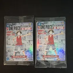 St. John’s Bandai Namco One Piece US Voyage Monkey D. Luffy Foil Promo Lot of 2 - Image 1