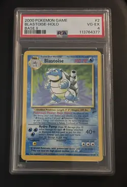 Pokemon TCG Blastoise Base Set 2 Holo Unlimited Rare PSA 4 - Image 1