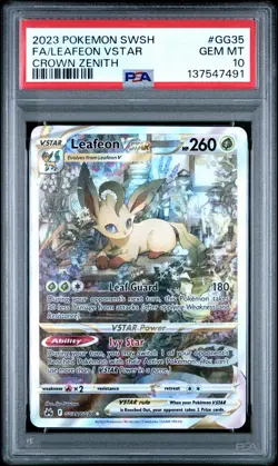 2023 POKEMON SWORD & SHIELD CROWN ZENITH #GG35 FULL ART/LEAFEON VSTAR PSA 10 - Image 1