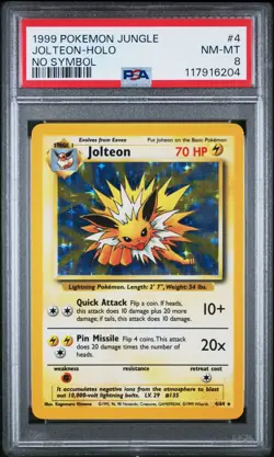 117916204 Jolteon 1999 Pokemon Jungle No Symbol Holo #4/64 PSA 8 - Image 1