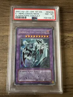Yugioh Elemental Hero Chaos Neos Secret Rare 1st Edition GLAS PSA 8 - Image 1
