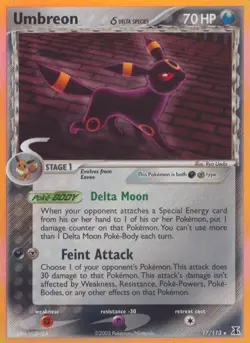 Pokemon TCG 2005 Umbreon Holo Rare Card 17/113 Delta Species Lightly Played - Image 1