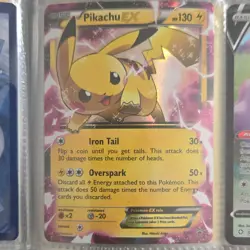 Pikachu EX XY84 Promo Holo 130 HP Iron Tail Overspark Basic Pokemon Card - Image 1
