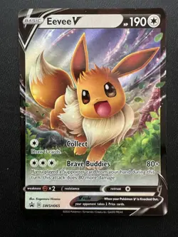 💥 Pokemon Eevee V SWSH: Sword & Shield Promo Holo SWSH065 HP190 TCG - Image 1