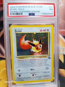 Pokemon Eevee Holo Foil 2000 Black Star Promo Pokemon League #11 PSA 7 - Image 1