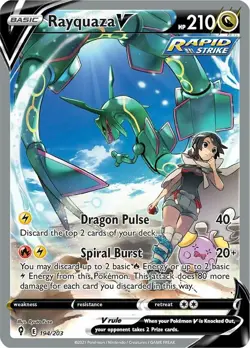 Lightly Played, English Pokemon Holo Rayquaza V - 194/203 - Full Art Ultra Rare - Image 1