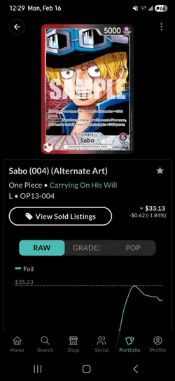 One Piece Sabo Leader Alternate Art Foil Carrying On His Will OP13-004 - Image 1