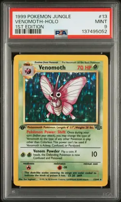 1999 POKEMON JUNGLE 1ST ED #13 VENOMOTH-HOLO PSA 9 - Image 1