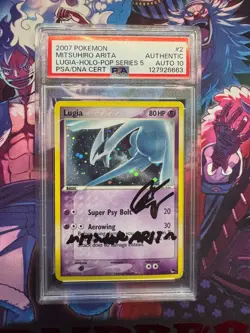 2007 Pokemon Pop Series 5 Lugia Holo 2/17 PSA ARITA SIGNATURE AUTO 10 - Image 1