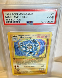 1999 Pokemon Machamp Holo 1st Edition PSA 2 - Image 1