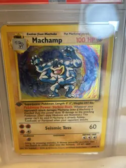 1999 Pokemon Machamp Holo 1st Edition PSA 2 - Image 2
