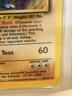 1999 Pokemon Machamp Holo 1st Edition PSA 2 - Image 3