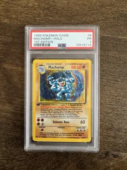 Pokemon TCG Machamp Holo Rare 1st Edition Base Set PSA 1 - Image 1