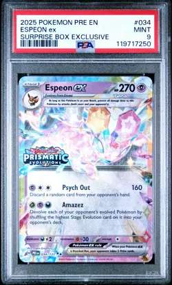 Espeon Ex Pokemon Pre En-Prismatic Evolutions 034 PSA 9 - Image 1