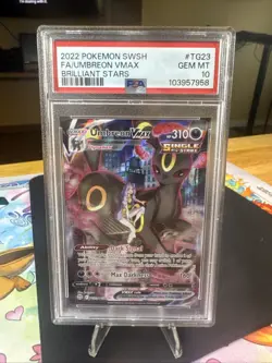 2022 POKEMON SWORD & SHIELD BRILLIANT STARS #TG23 FULL ART/UMBREON VMAX PSA 10 - Image 1